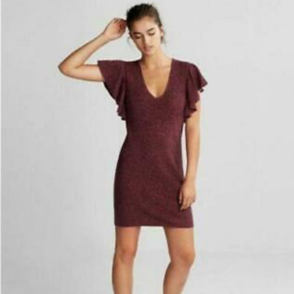 Express Ruffle Sleeve Sweater Dress